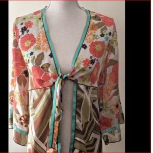 CAbi Tie Front Silk Kimino Size Small